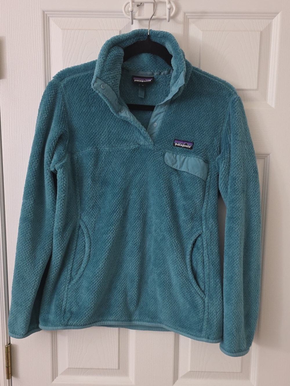 Patagonia Teal Sherpa Fleece Snap Pullover
